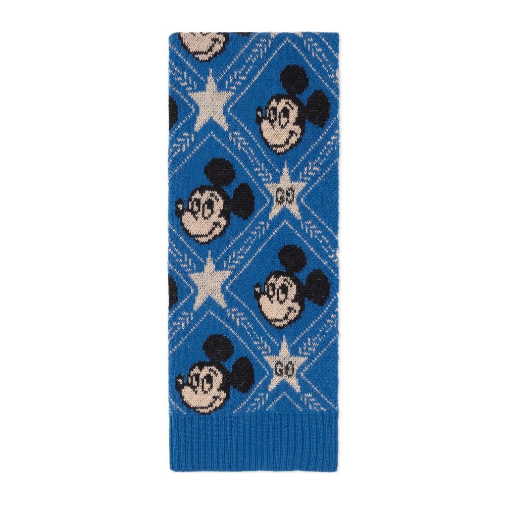 Gucci Disney X Gucci Mickey Mouse Wool Scarf Blue NEW W TAGS AND DUST BAG
